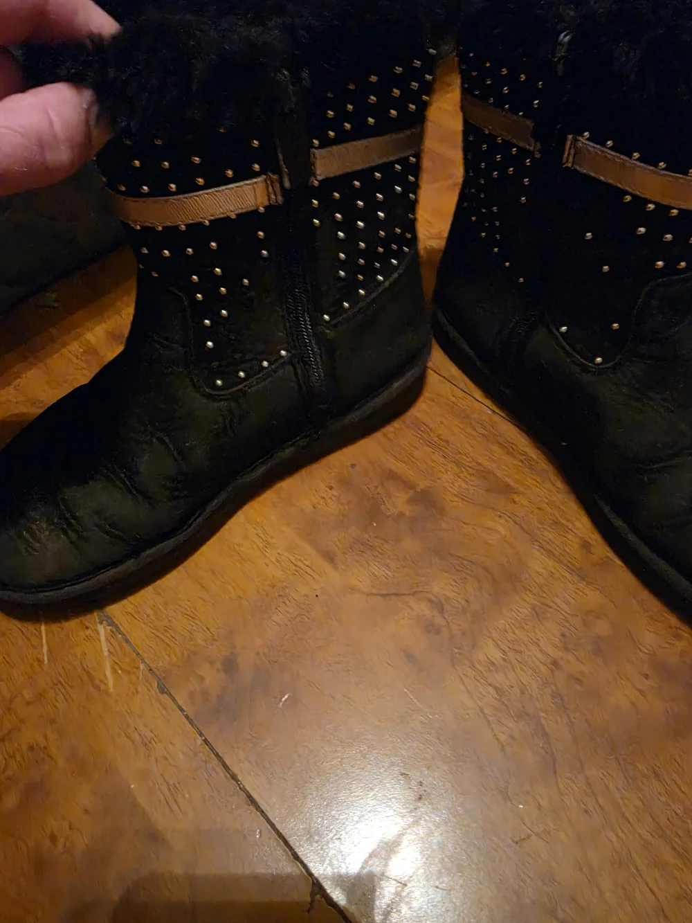 Michael Kors Black Kids Fur-Trim Studded Boots